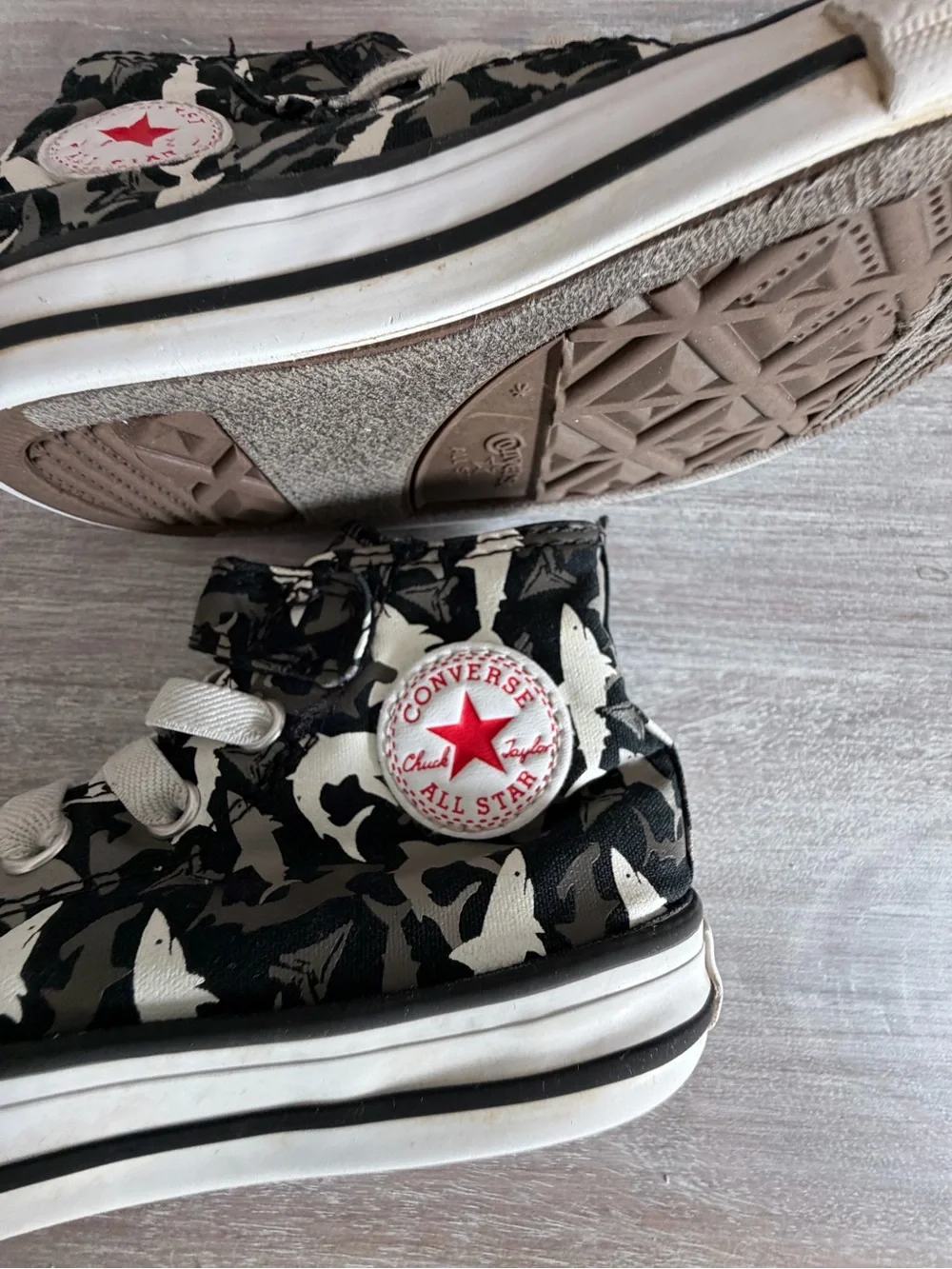 Converse Black White Canvas High-Top Shark Ocean Tie Slip-on Sneakers Toddler 8